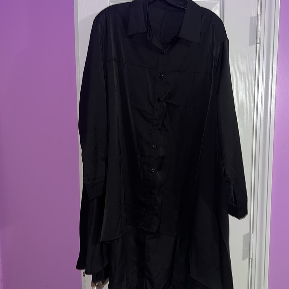 Shein Modely Plus Solid Button Up High Low Blouse - image 6